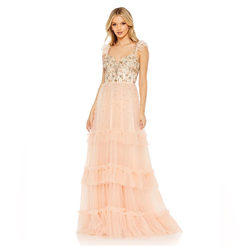 {Mac Duggal} Cap Sleeve Embellished Gown